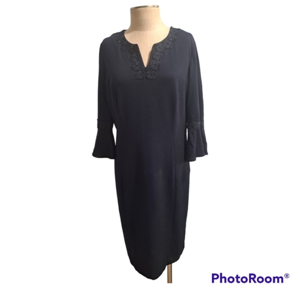 Talbots Embroidered Bell Sleeves cocktail dress size 16 - Picture 3 of 6